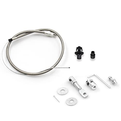 LVOUP 5657 Stainless Adjustable Steel Braided Throttle Cable Kit. 36 in cable 24 Sleeve