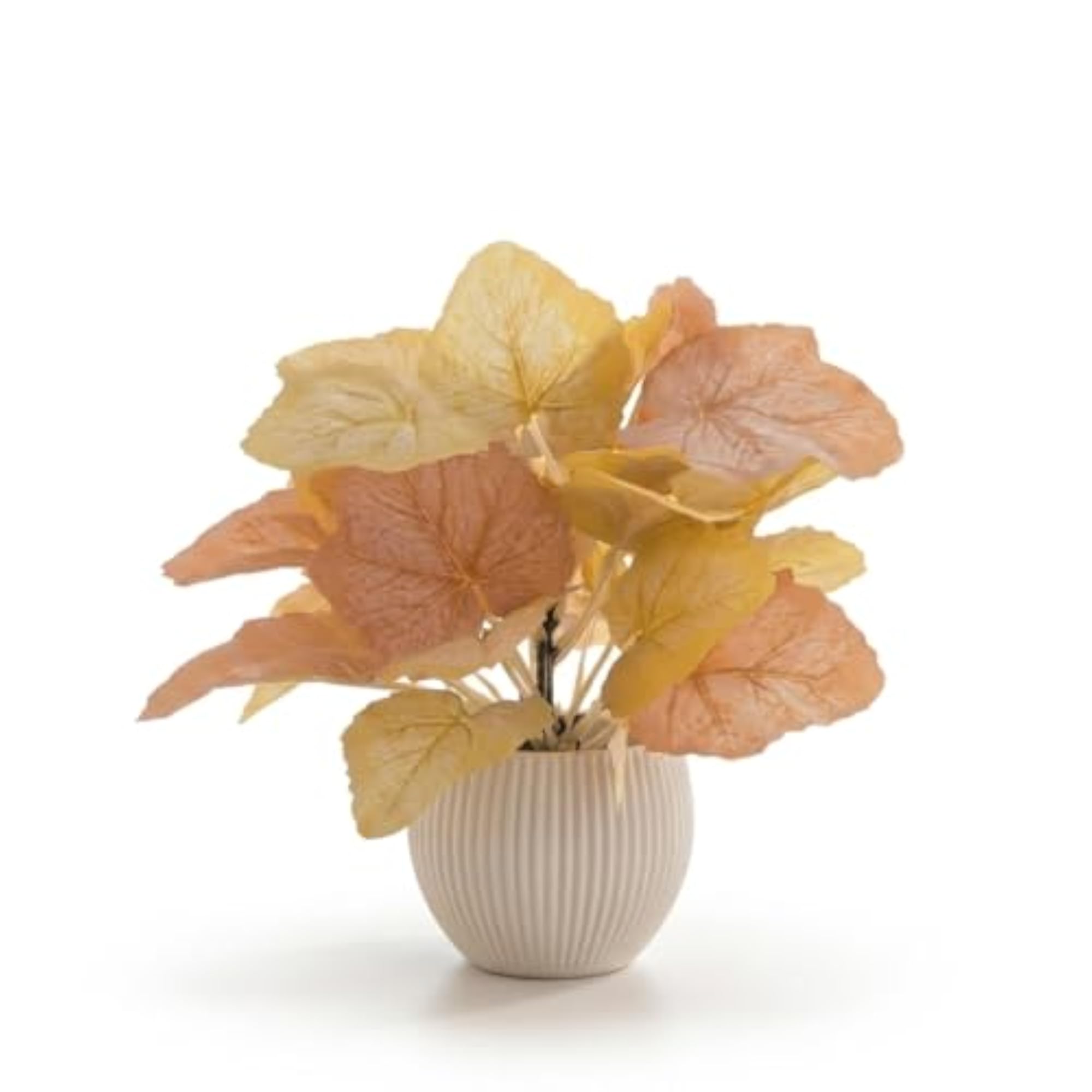 Artificial Autumn Maple Leaf Plant in White Pot, Decorative Foliage
