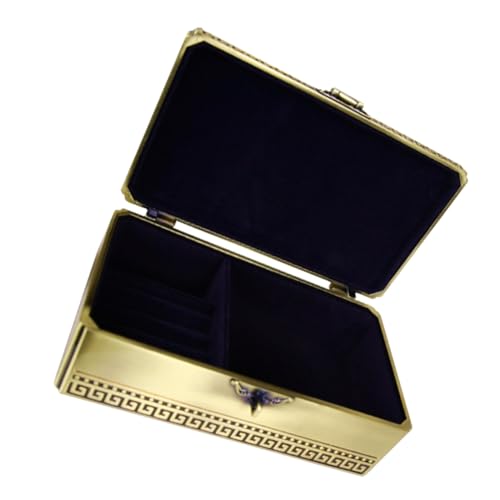 Hoement Caja Joyero Vintage con Cierre de Seguridad Organizador Pequeño de Metal Color Bronce Antiguo Cofre Decorativo para Almacenamiento y Recuerdos