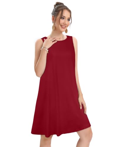Image of elescat Women's Summer Dresses Casual Sleeveless Loose Sundress with Pocket