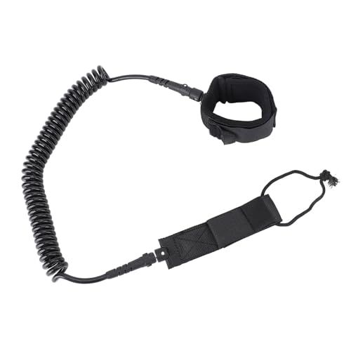 ZJchao Surf Leash Spiral TPU Coiled Stand Up Paddleboard Rope for Enhancing Surfing Experience (Black)