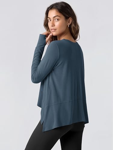 Image of ODODOS Soft Modal Long Sleeve Crop Top for Women with Thumb Hole Athletic Gym Workout Cropped Yoga Shirts