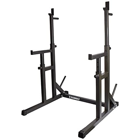 Exersci Adjustable Heavy Duty Squat Rack With Spotters & Weight Plate Holders, Home Gym, Bench Press, Fitness, Weight Lifting Cover