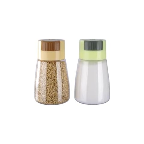 iNeibo Salt and Pepper Shakers Set, 2Pcs Plastic Salt Dispenser, Clear, with Squeezing Lid, Moisture Proof, Perfect for Cooking, Picnic, Outdoor BBQ, 1.2 Ounces for Easy Portability and Use Cover