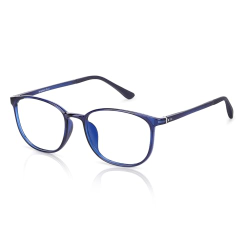 LENSKART BLU | Zero Power Blue Cut Computer Glasses | Anti Glare, Lightweight & Blocks Harmful Rays | UV Protection Specs | Full Rim Round | Men & Women | Medium | LB E13528