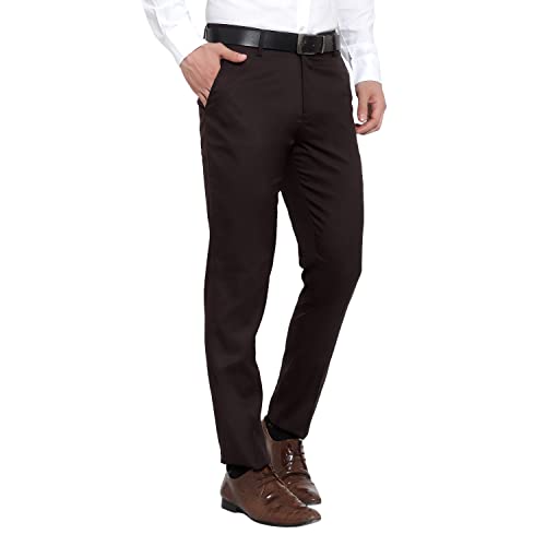 Image of The PS Men's Formal Regular Fit Cotton Blend Black, Dark Grey Combo Trouser (Pack of 2)