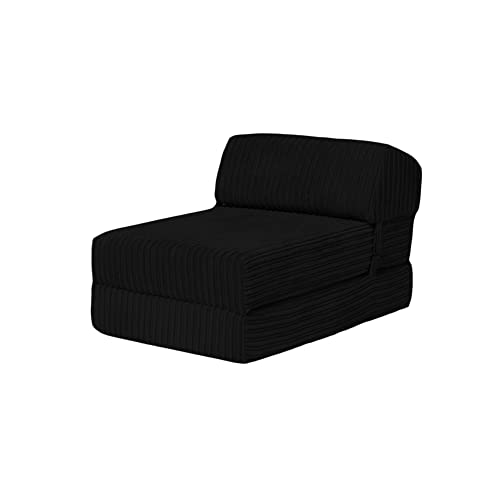 Loft 25 Jumbo Cord ausklappbare Einzel Futon Z-Bett Matratze Sofa | Sleepover Guest Wohnzimmer | Soft und bequemen Stuhl | leicht und langlebig | Qualität Cord Stoff Möbel (Schwarz) Loft 25 Jumbo Cord ausklappbare Einzel Futon Z-Bett Matratze Sofa | Sleepover Guest Wohnzimmer | Soft und bequemen Stuhl | leicht und langlebig | Qualität Cord Stoff Möbel (Schwarz)