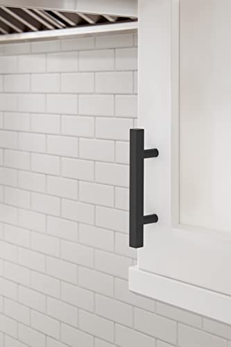 Image of Amerock 25 Pack 3 inch Bar Pulls Square Matte Black Drawer Pull | 3 inch (76mm) Center-to-Center Mounting Distance and 5-5 /16 inches Overall Length, Durable Zinc Cabinet Hardware