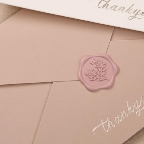 UNIQOOO Wax Seal Stickers - Eucalyptus Wedding Invitation Envelope Seal Stickers, 50 Pcs Self Adhesive Dusty Rose Pink Stickers, Perfect for Invitation, Envelopes, Gift Wrapping, Christmas