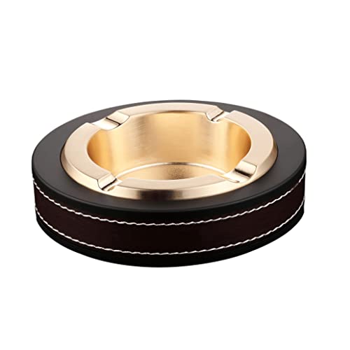 Cendrier à cigares de luxe Cendrier à cigarettes en acier inoxydable pour intérieur et extérieur doré...