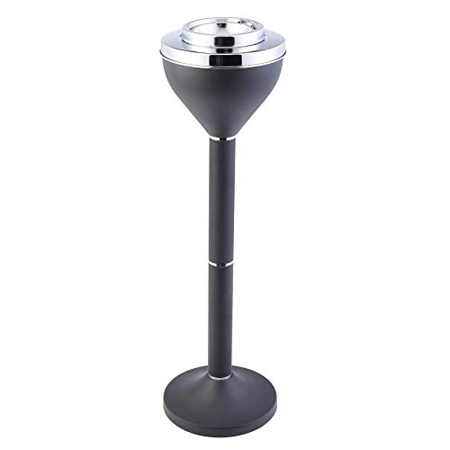 CO-Z 16 or 24 Inch Adjustable Standing Smokeless Ashtray for Cigarettes Cigars More | Metal Pedestal Cigarette & Cigar Ashtray | Contemporary Floor Ashtray with Lid for Home Office Decor, Matte Black