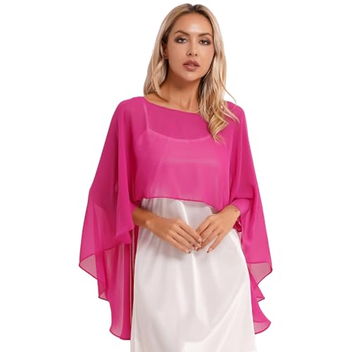 Women's Chiffon Cape Shawls and Wraps for Bridesmaid Wedding Capes Cover Up Evening Dress