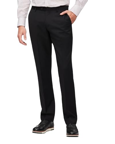 Van Heusen Men's Wool Nailhead Suit Pant, Black, 88 Regular