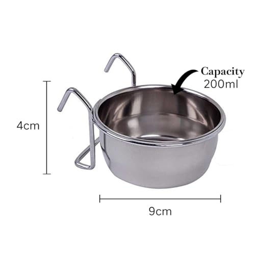 Image of Pets Empire Best Stainless Steel Birds Coop Cup Feeder Bowl (200ML, COOP Cup Hook Holder)
