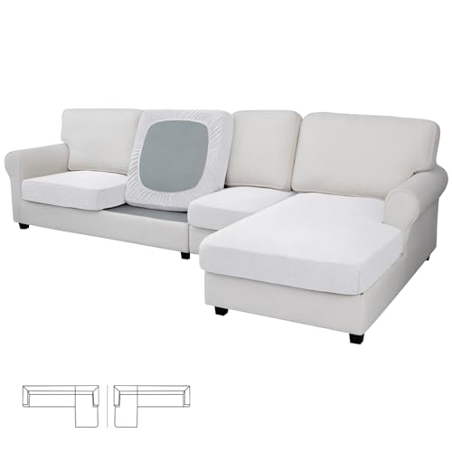 Image of Easy-Going Stretch 4 Pieces Couch Cushion Covers for Sectional Sofa L Shape