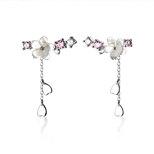 Boucles d'oreilles en argent sterling 925 avec fleurs de cerisier au design raffiné pour femme