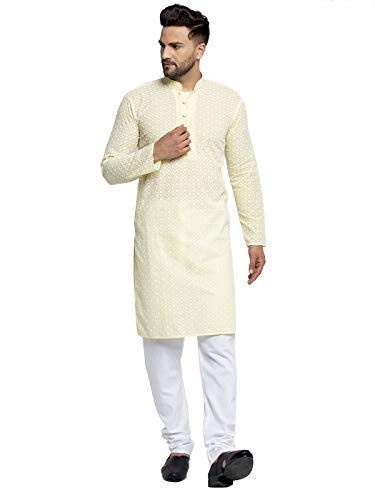 Image of Jompers Men's Embroidered Pure Cotton Kurta Pyjama Set.