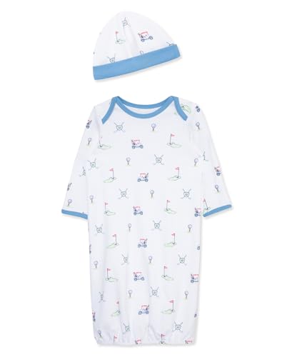 Little Me Clothes for Baby Boys 2-Piece Nightgown and Cap Set Scratch Free Tag Elastic Bottom Golf Club 0-3 Months