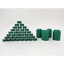 DOUBLELIN Sewing Thread Combo, 36 Size A Prewound Bobbins Plus 4 Spools 40S/2 Spun Polyester Top Thread in Matching Color, Deep Green, Compatible with Brother, Babylock, Janome, Singer, Juki
