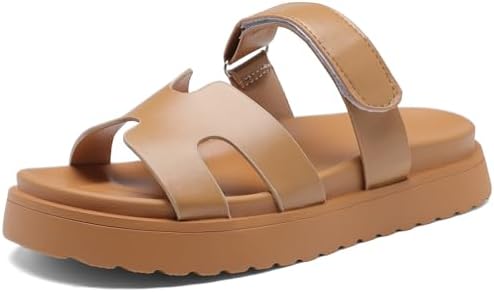 Women's Thick Platform Slide Sandals anti-slip Sole Open Toe Strap Summer Flats Shoes