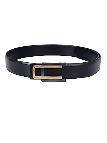 Image of Da Milano Press Pin Leather Belt for Men - Black