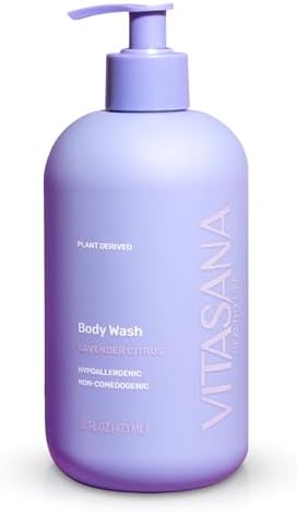 Vitasana Natural Body Wash for Sensitive Skin, 16oz – Lavender Citrus Scent, Plant-Based, EWG Verified, Hypoallergenic, Paraben-Free, Sulfate-Free, Cruelty-Free