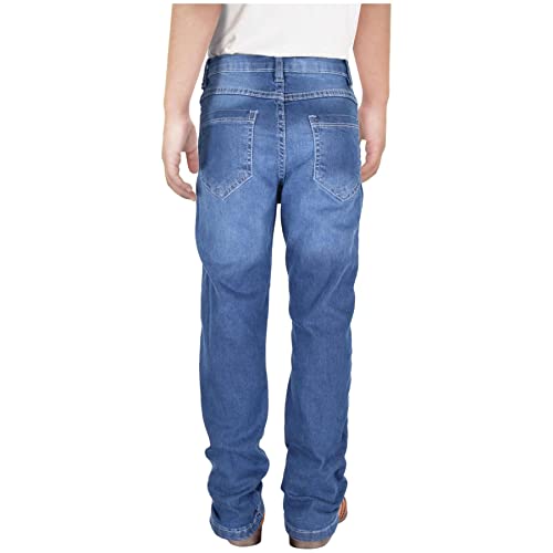 A2Z Kids Boys Relaxed Straight Fit Boot Cut Mid Blue Ripped Jeans Stretchy Comfort - Jeans JN64 Mid Blue._133