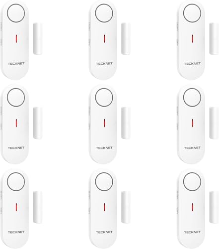 TECKNET Door Alarms for Kids Safety Window Alarm Pool Alarms Door Alarm for Home Security 2-in-1 Alarm & Chime 3-Level Volume Control Wireless Alarm for House Hotel Cars Sheds Caravans (9 Pack)