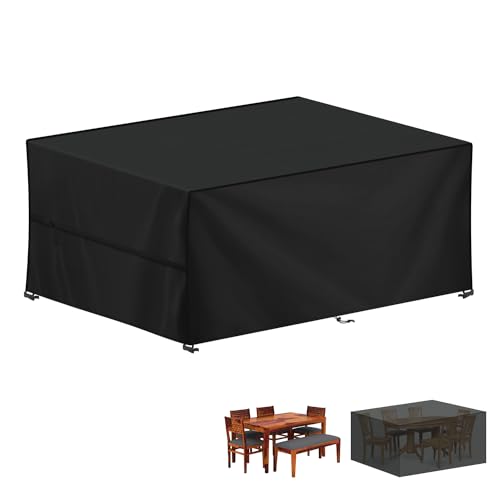 LAMUNI Housse pour Mobilier de Jardin, 420D Oxford Bâche Table de Jardin, Imperméable Housse Table Jardin Bache de Protection Exterieur Salon de Jardin pour...