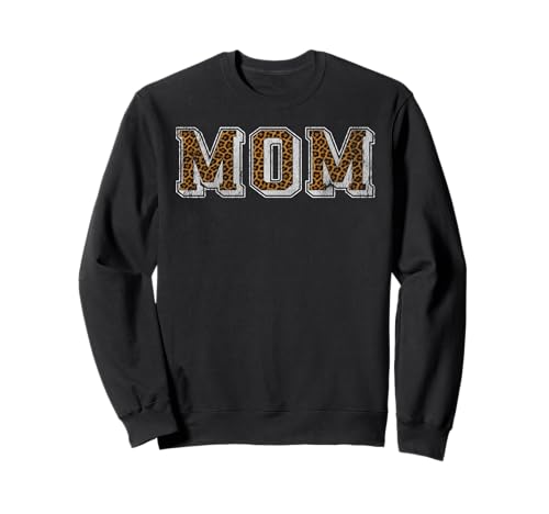 MOM Logo Classic Bold Font Mother Day New MOM Leopard Women Sudadera