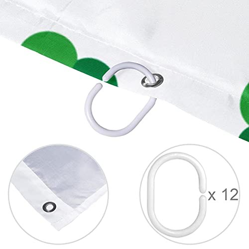 Rideau de douche feuilles vertes imperméable lavable avec crochets - 5