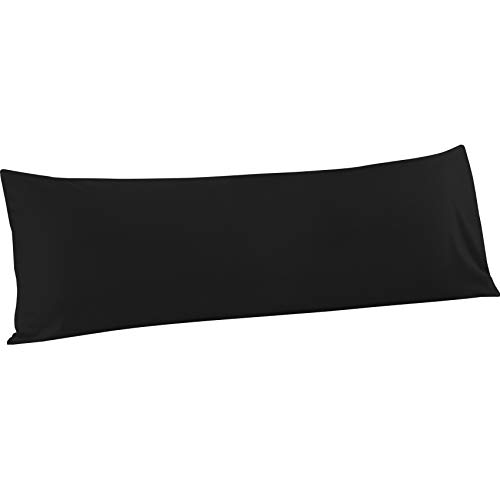 FLXXIE Body Pillow Cover - Super Soft Microfiber 20x54 Body Pillow Case - Envelope Closure, Wrinkle, Stain Resistant Black Body Pillow Cover, 20x54, Black