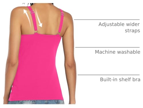Image of V FOR CITY Women's Cotton Tank Top with Unpadded Shelf Bra Adjustable Wide Strap Camisole Summer Basic Udershirts
