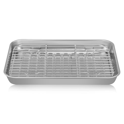 UKCOCO Baking Tray with Rack Set: 9.24X6.92X0.98in Stainless Stee...