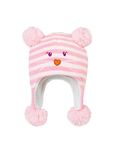 Century Star Baby Boy Hat Winter Fleece Lined Hat Knit Earflap Kids Caps Infant Toddler Hats For Baby Girls With Pom Pom Cat Pink 0-12 Months #TOP19