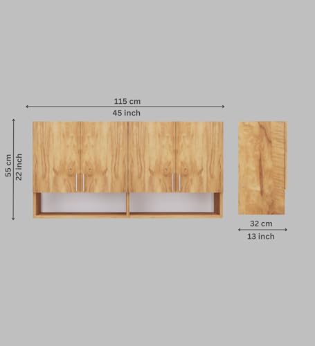 Image of SPECIALITY PANELS 4 Door Modular Wall Mounted Kitchen Cabinet with Organizer Shelf Space Saving Storage Unit Durable Engineered Wood Cupboard for Kitchen Living Room Utility Organizer Furniture
