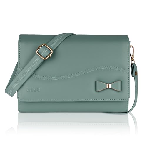 Image of ALSU Women's Sling Bag | Cross body bag| Side bag| Credit car slots| zipper pockets| detachable straps| adjustable straps| daily use| phone pockets