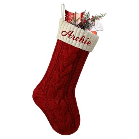 Personalized Christmas Stockings Custom Name Family Christmas Stockings 18" Large Knitted Xmas Fireplace Hanging Stocking Cover