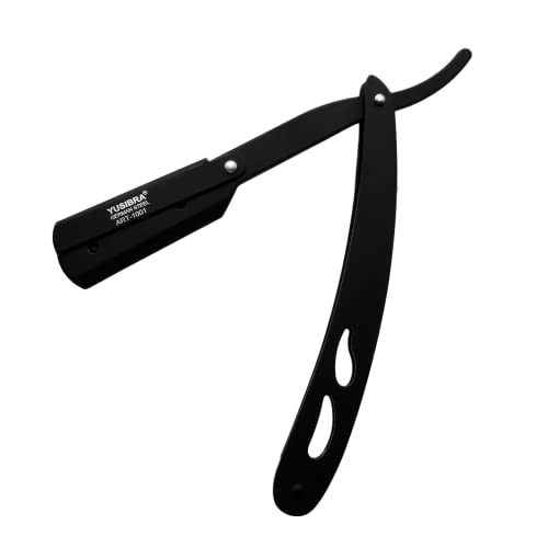Yusibra Porta Navaja de Barbero, Acero Inoxidable, Afeitar,Calidad Profesional Acero Aleman (NEGRO MATE)