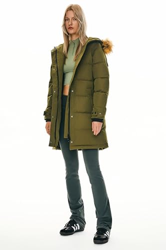 Orolay Women's Thickened Down Coat Long Puffer Jacket with Adjustable Hood Quilted Warm Winter Parka Armygreen X-Large — view 6