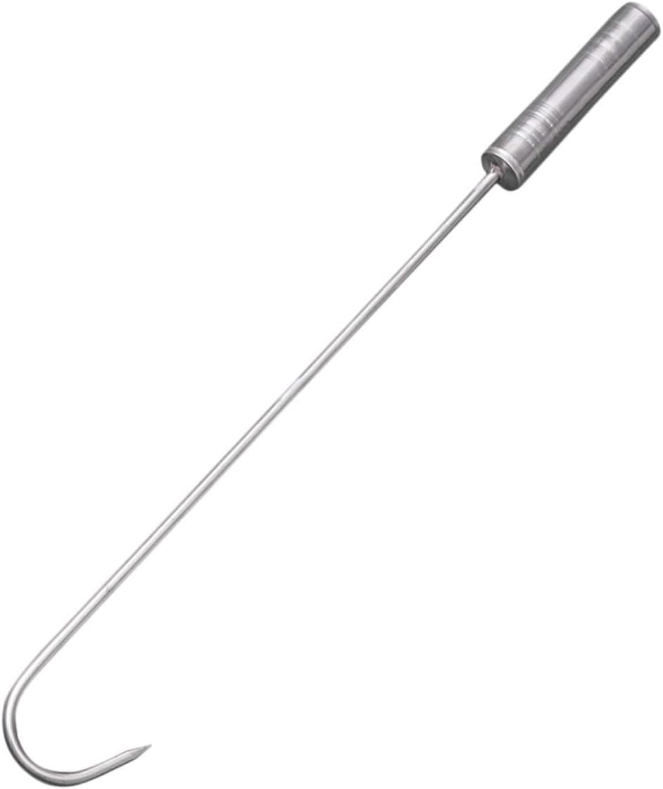 Cabilock 5pcs Roasting Hook for Bbq Meat Turner Handle for Easy Grilling for Pork Chicken Fish and More for Outdoor Cooking and Camping