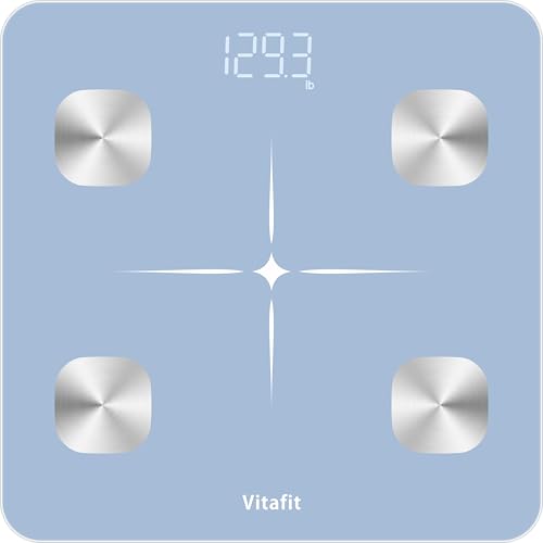 Vitafit 体重計 2001年創業の専門工場で0.5kg単位の高精度を実現 体重計スマホ連動と同期可能 BMI、体脂肪、筋肉量を含む13種類の体組成を測定 182kg LEDライト日本語対応APP. 説明書