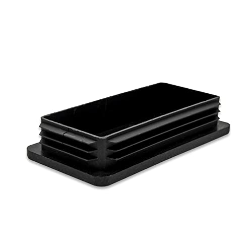 Image of Flyshop 60 x 120 mm Black Plastic Plug Rectangle Tubing End Cap Tube Chair Glide 8 Pack