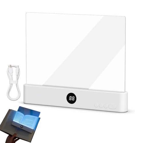 Smart LED Book Light, Intelligente LED Buchlampe, Augenschutz leselicht buch Buchseite Licht, Wiederaufladbare Leselampe mit 3-Farben, tragbare Flaches Buchlicht zum Lesen im Bett bei Nacht (Weiß)