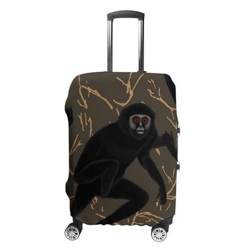 Black Gibbon Monkey Luggage Cover, Washable Elastic Suitcase Cover Protector Fit 18-32 Inch Luggage