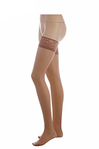 Image of Conte Semi Opaque Thigh Highs Self-Supported Stockings Silicone Lace Top Stay Ups Class 40 Den