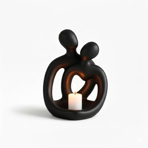 Figura pareja romántica cerámica con porta vela