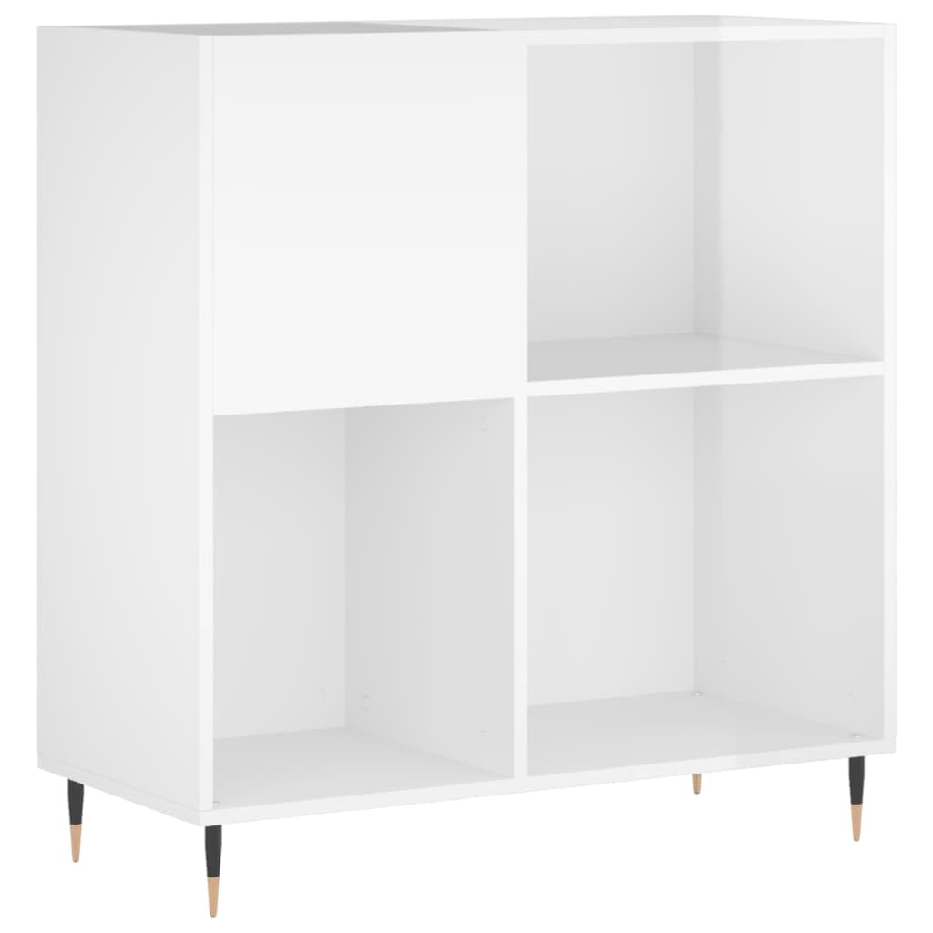 Mobile Porta Dischi Vinile In Legno - Libreria Per Soggiorno 84.5x38x48cm, Bianco, Con Piano Robusto - Foto 6