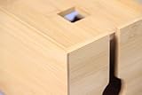 Bamboo Cable Management Box, Natural Wood Cord Organiser with Lid, Home Office Wire Storage Solution - Image 6