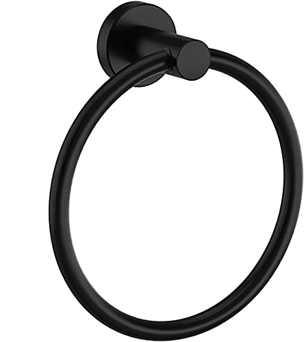 Asika Black Towel Ring Hand Towel Holder For Bathroom Hand Towel Racks Wall Mount Bathroom Hardware Simple Round Towel Hanger 304 Stainless Steel cover